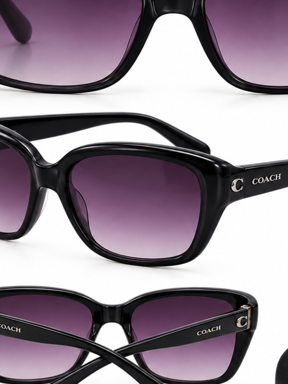 Coach Black Frame Sunglasses with Purple Gradient Lenses